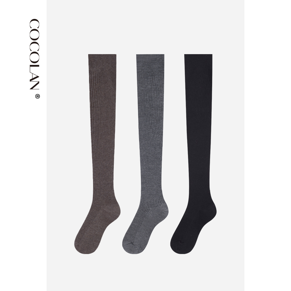 COCOLAN【双针羊毛过膝袜】绵羊毛打底袜连脚打底裤加厚CL6W6672