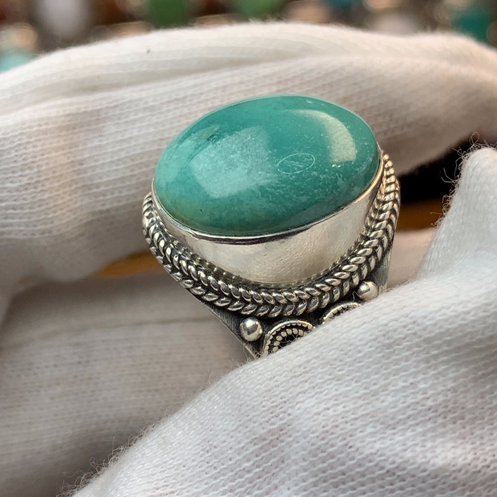 绿松石戒指足银镶嵌