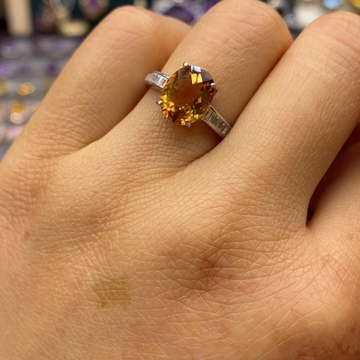 水晶戒指银S925镶嵌天然水晶戒指