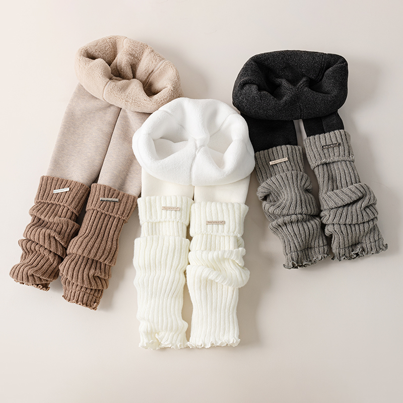 女童冬款打底裤袜堆堆袜套一体加绒加厚针织外穿高腰裤袜百搭洋气