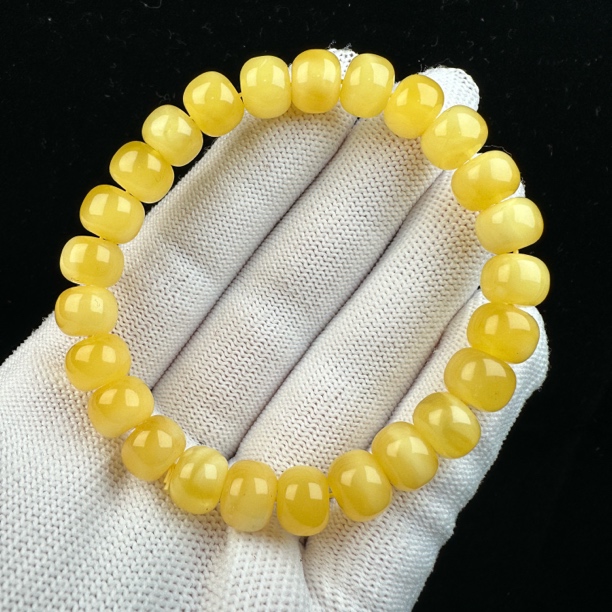 G1636天然原矿蜜蜡手串9mm 10.2g抖音基地质检发货