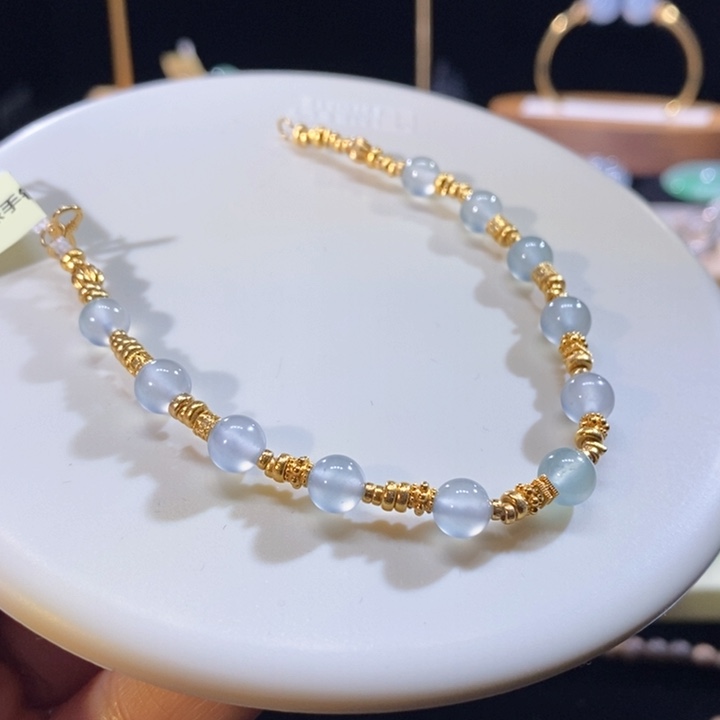 翡翠18K金镶嵌吊坠(不含链)翡翠高冰珠手链