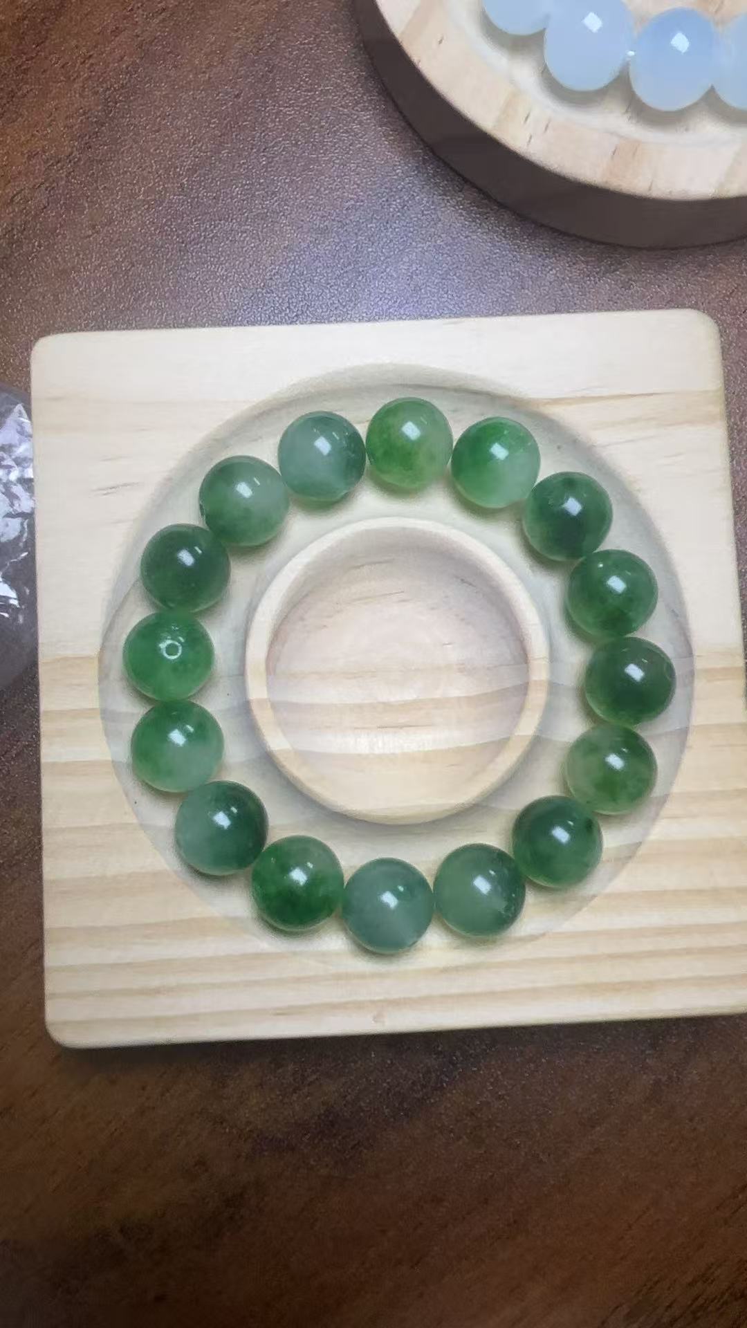 正品卡14MM老坑种飘兰绿花珠子多样性发一（PL014)盆景石