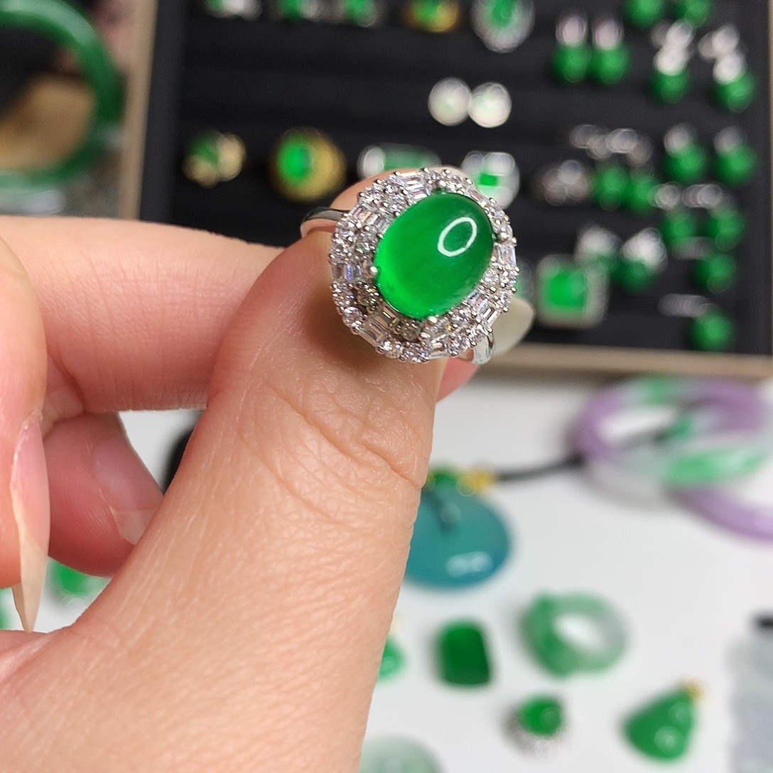 米***总翡翠银S925镶嵌手饰优化734