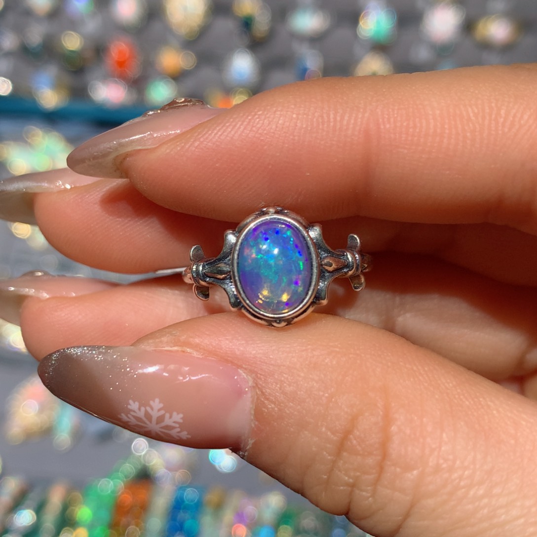 欧泊戒指h银S925镶嵌福利