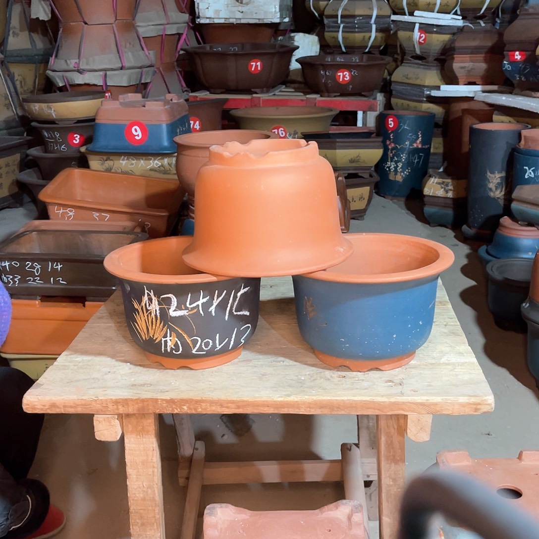 紫砂花盆金钟盆三个