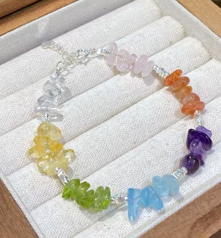 天然原矿粉水晶白水晶紫水晶黄水晶黄塔晶金发晶黑发晶单圈素串