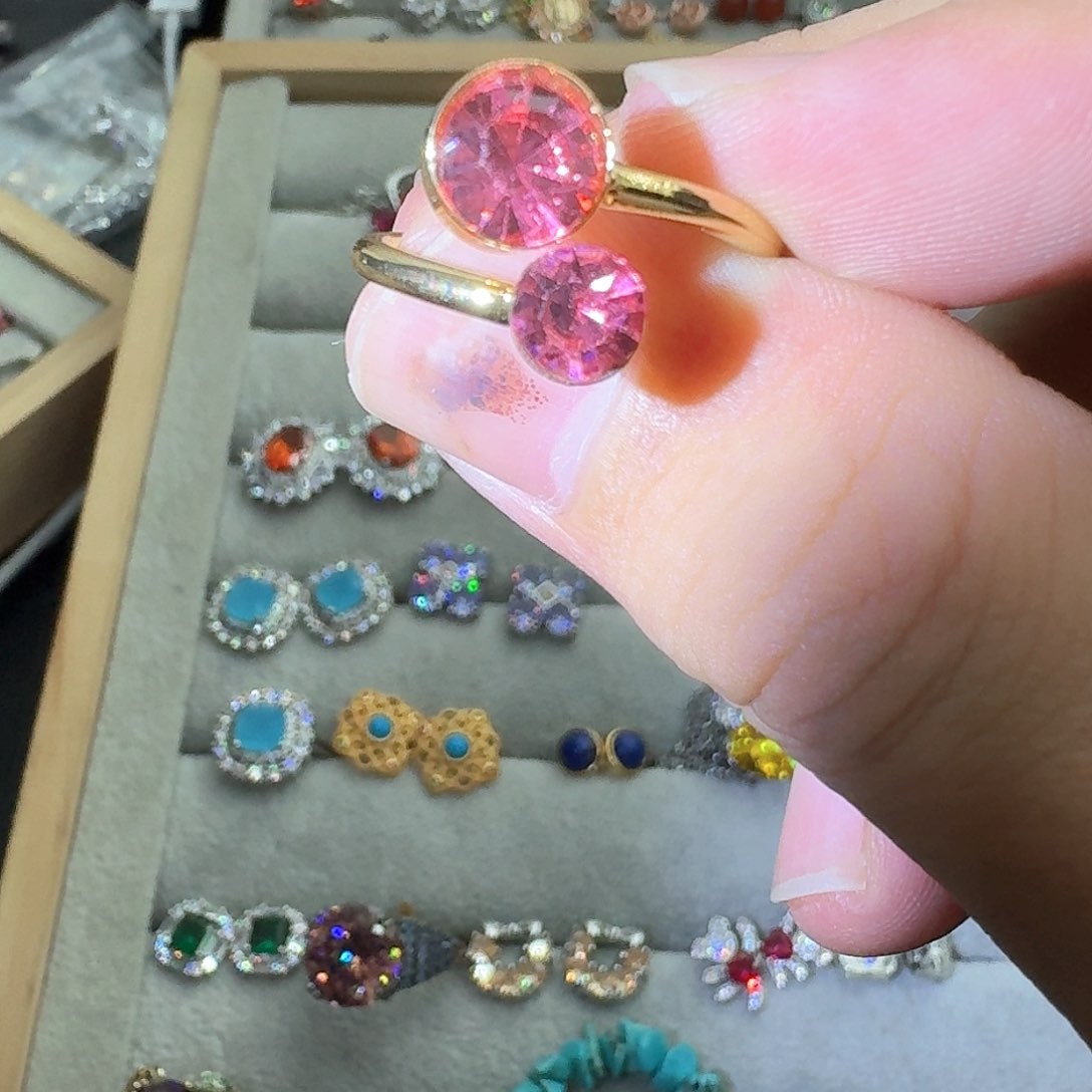 托帕石戒指银S925镶嵌