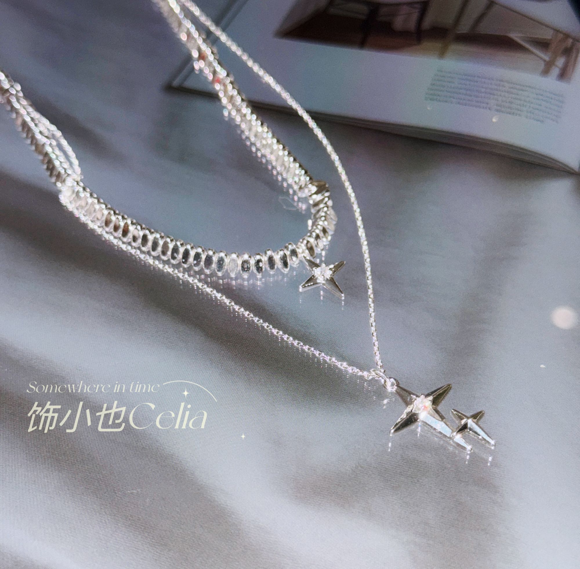 合金项链 【星云遗迹】NebulaRelic高级感重工银色叠搭项链饰品