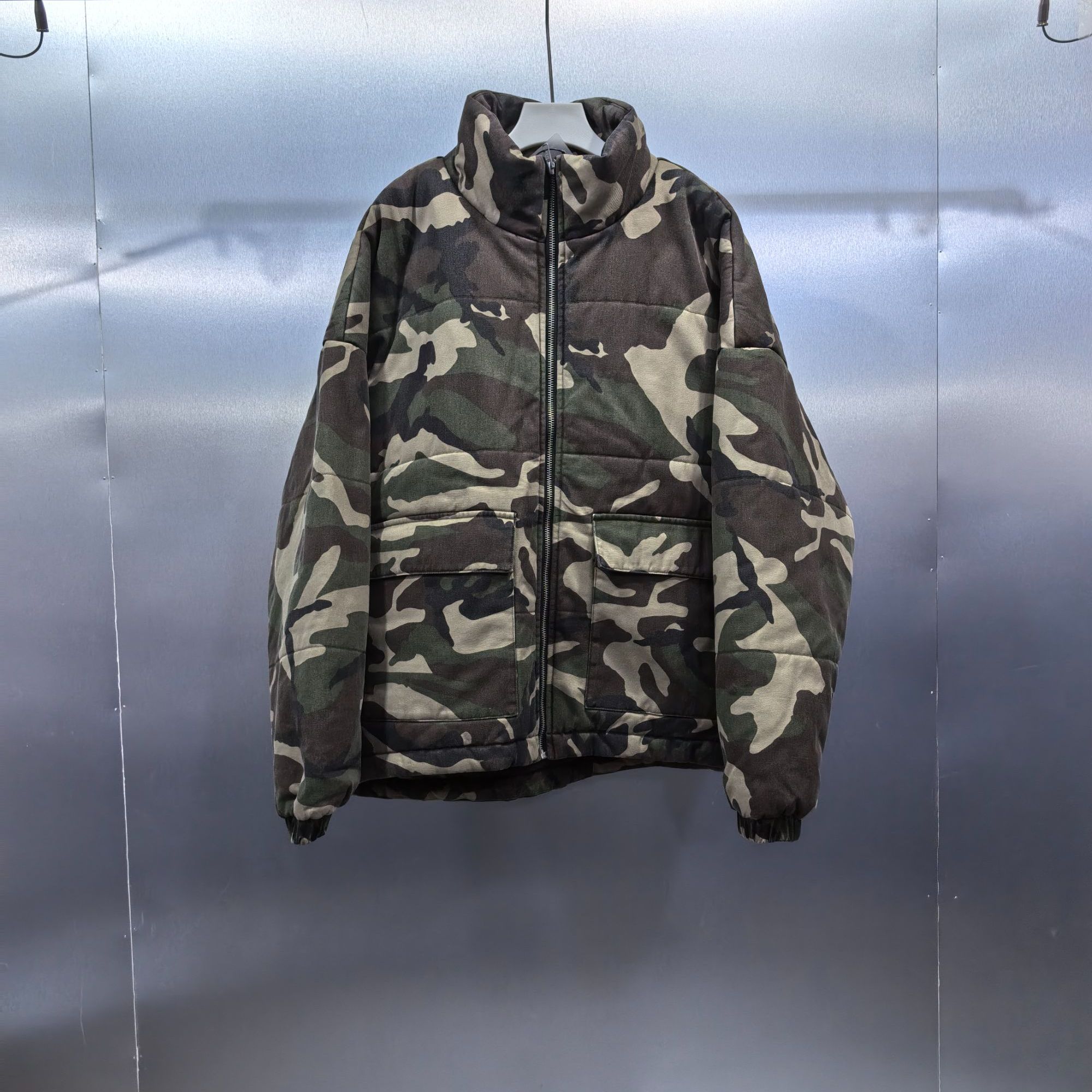 M03-111250-CLI秋冬季水洗做旧迷彩连帽棉服外套