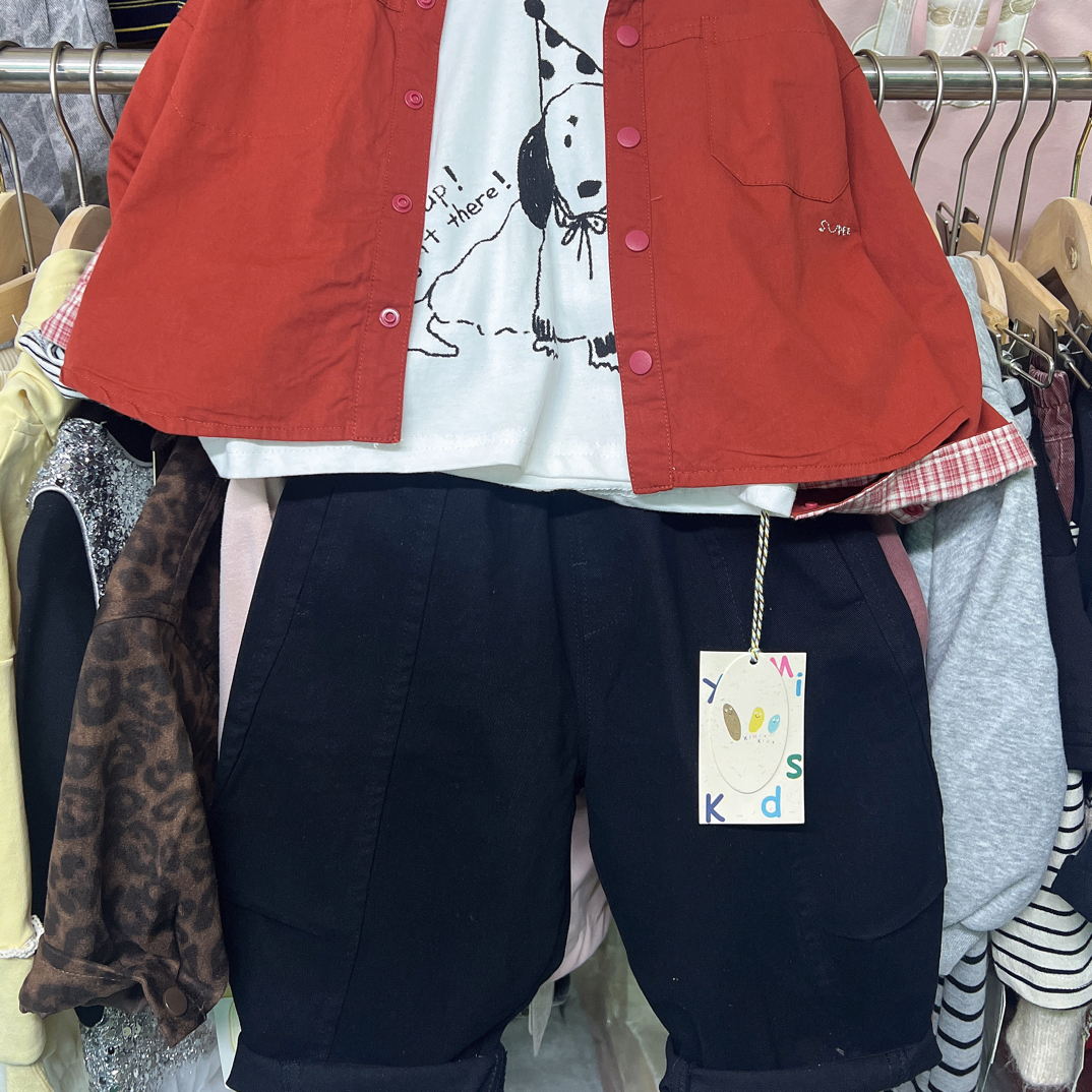 2025秋中小童牛仔哈伦裤90-130码黑百搭