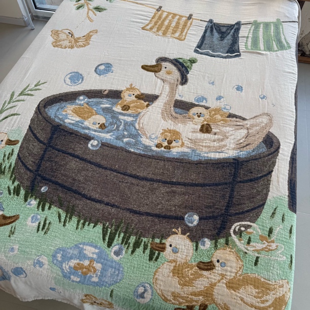 《洗澡鸭》纯棉盖毯200x230