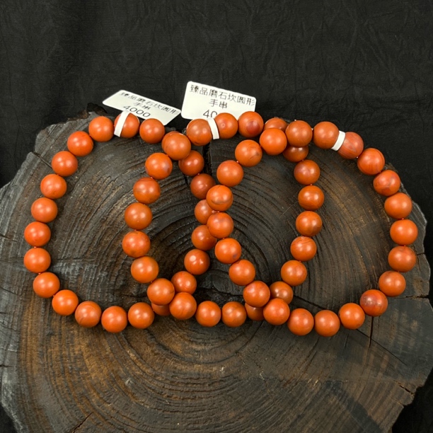 原矿无优化保山南红磨石坎8-9mm圆珠单圈手串多样性发1