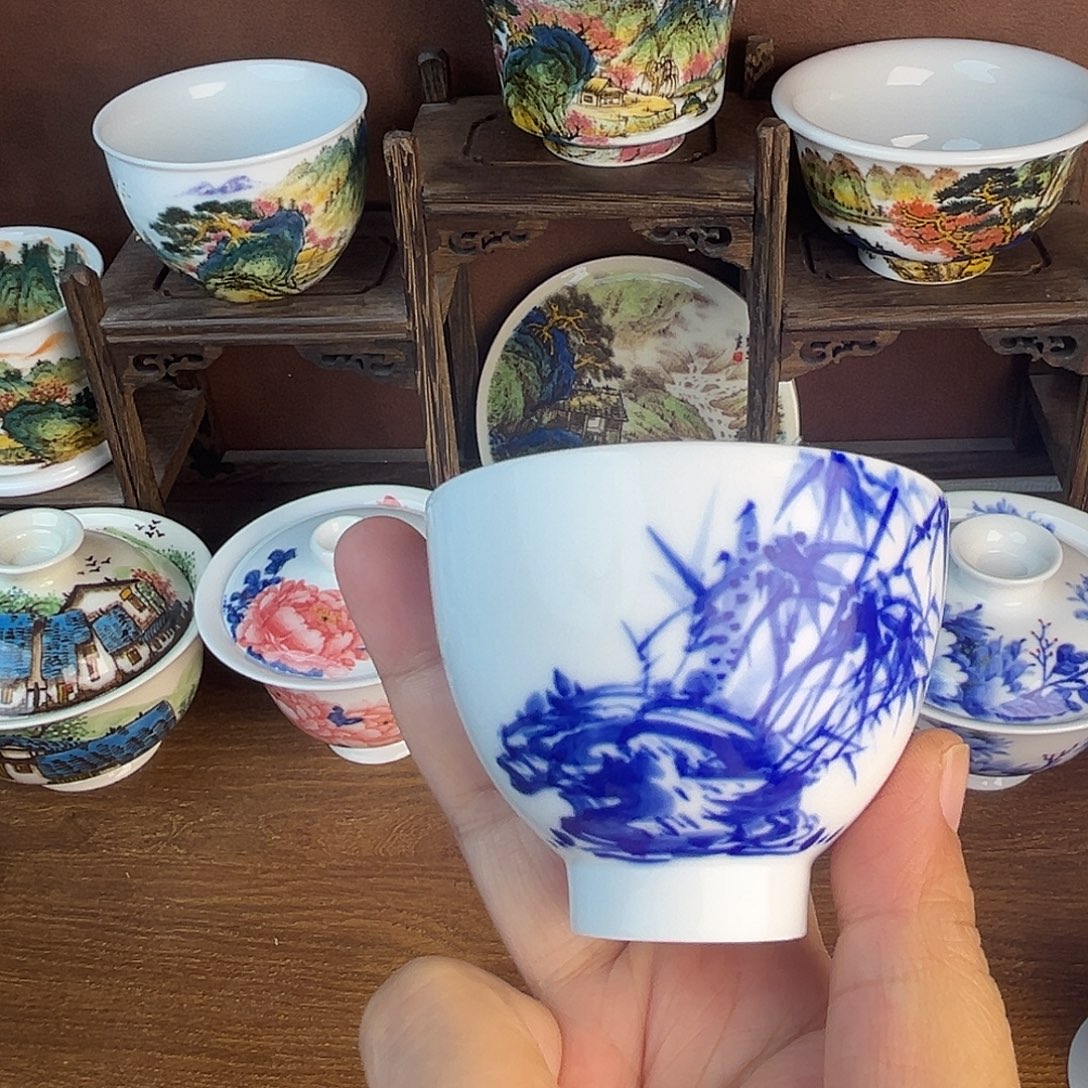 忠意堂釉下彩竹报平安微瑕不退