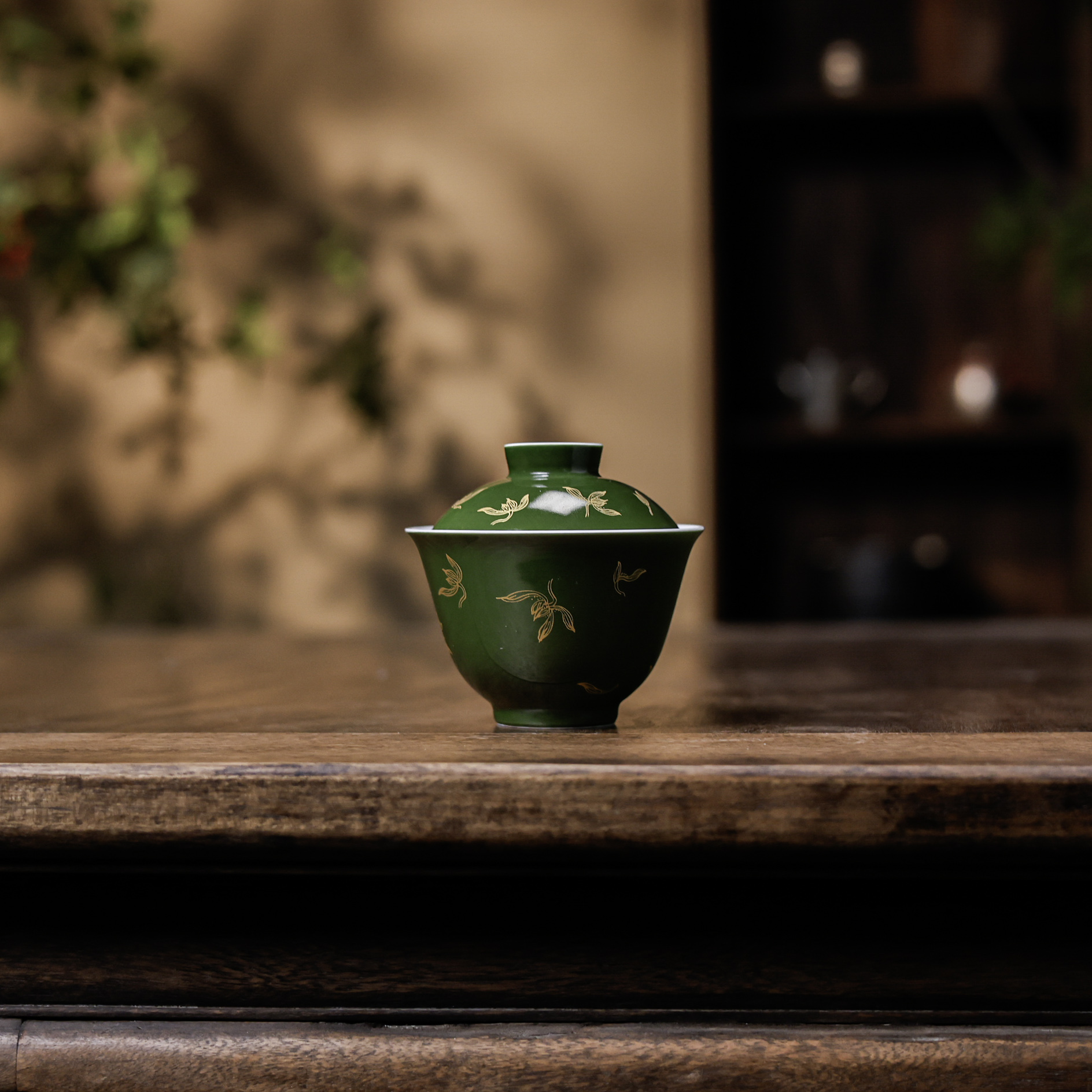 【纳兰】 绿色莲花盖碗（Q8121）