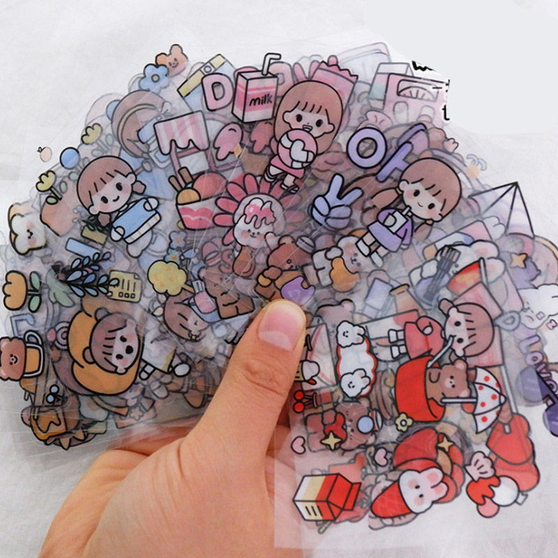 奶油兔日记PET透明贴纸学生手账装饰纪念册帖纸贴画