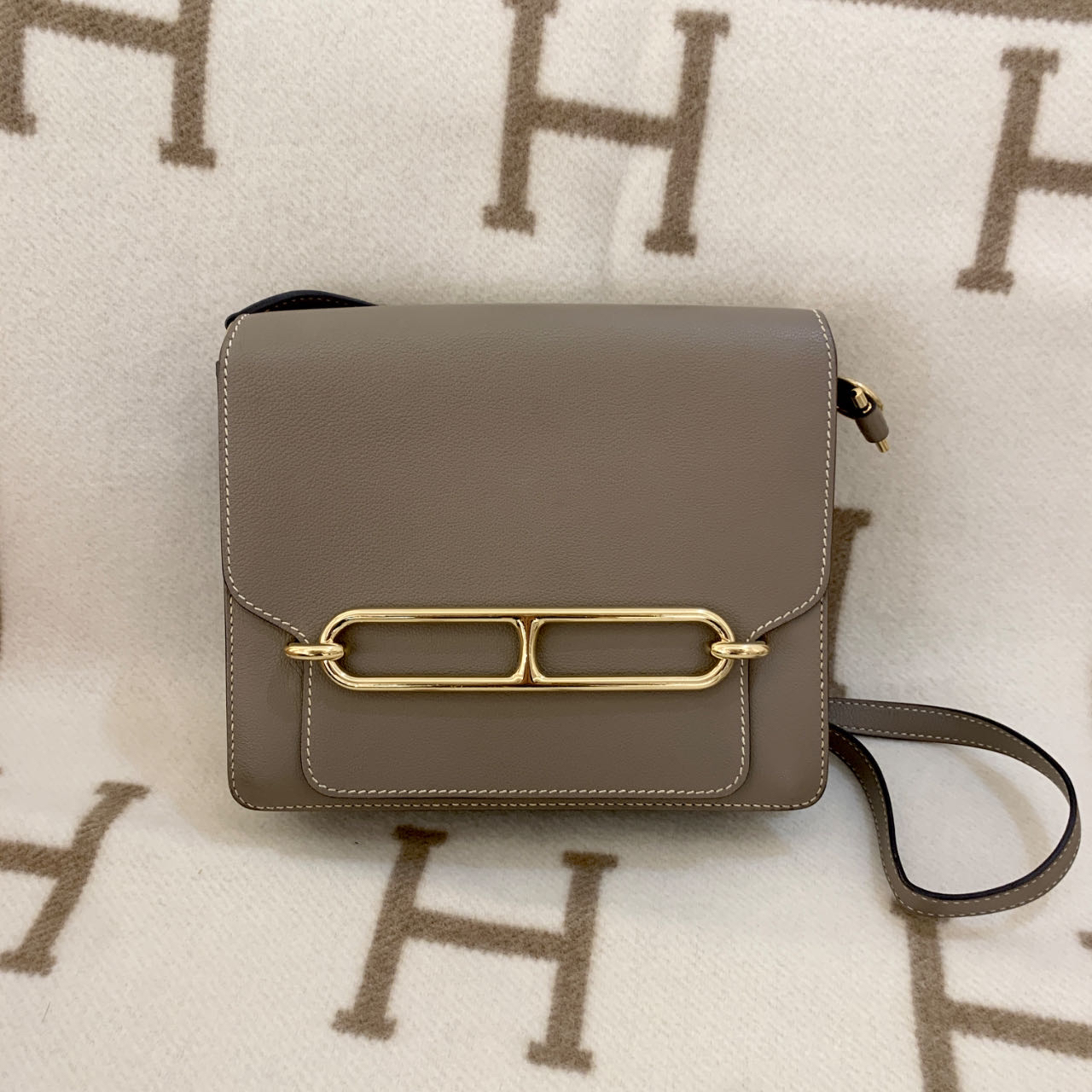 99新 Hermes/爱马仕 roulis 23 C evercolor皮 银河灰0301n4