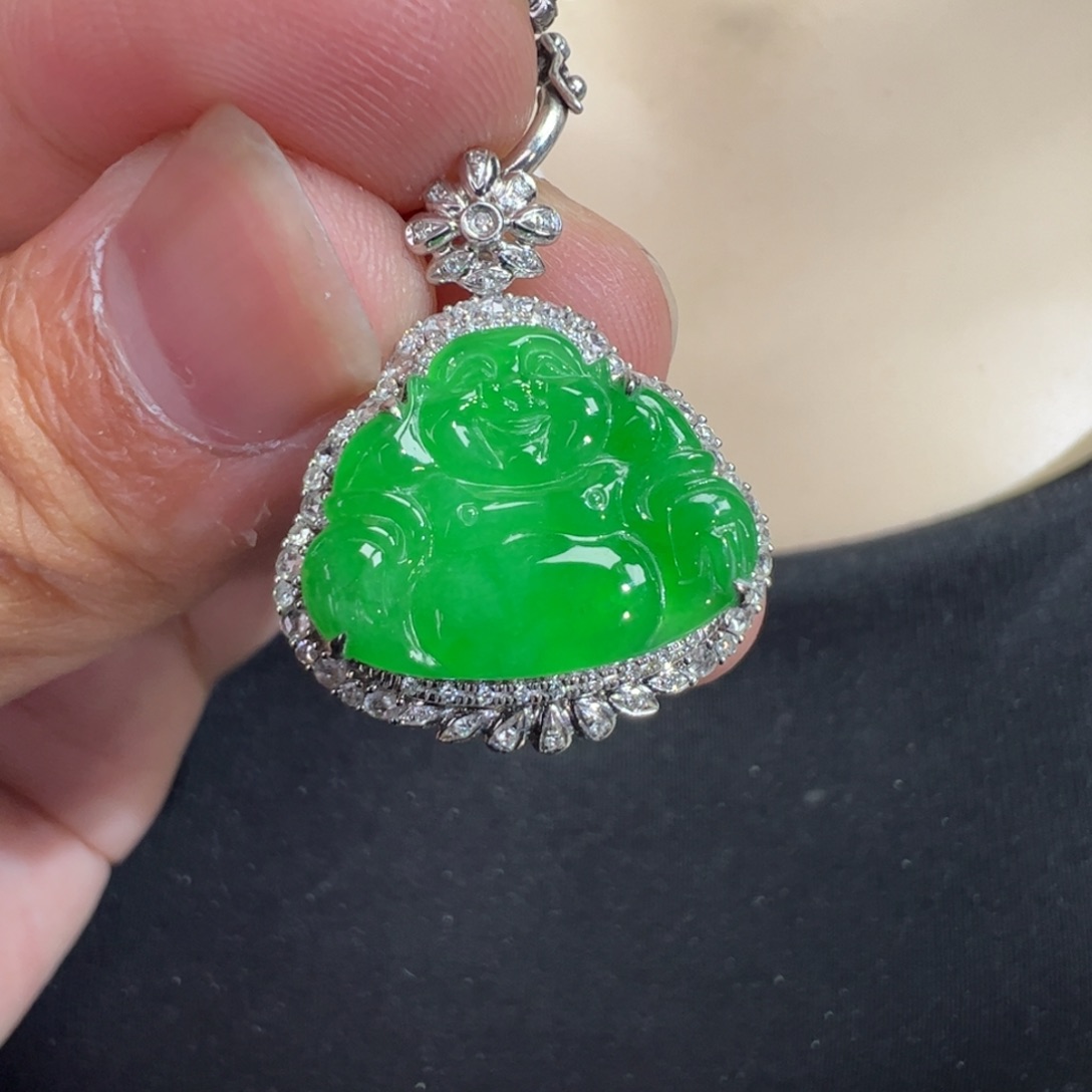翡翠18K金镶嵌吊坠(不含链)