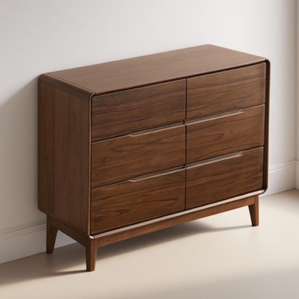 木羿进口缅甸柚木流金六斗柜落地式储物多功能斗柜家用简约床尾柜