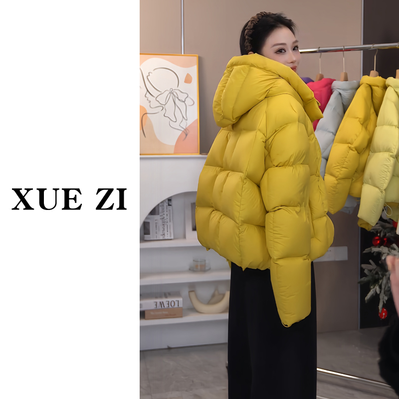 2025新款韩版90白鸭绒泡芙羽绒服女百搭不挑人 时尚连帽保暖外套