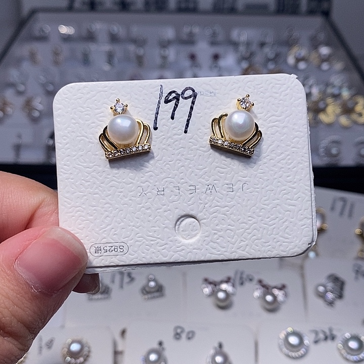 淡水珍珠耳饰银S925镶嵌