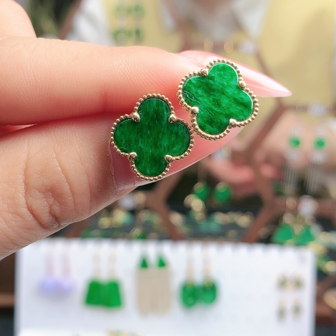 翡翠耳饰18K金镶嵌耳饰