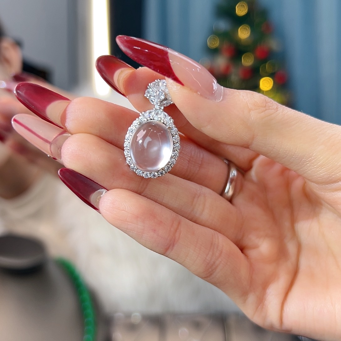 石英质玉吊坠(不含链)银S925镶嵌