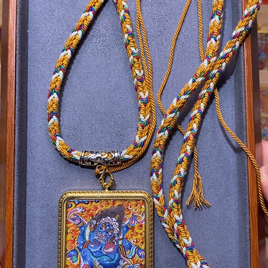 周***糊吊坠六臂玛哈嘎拉大黑天纯手绘唐卡