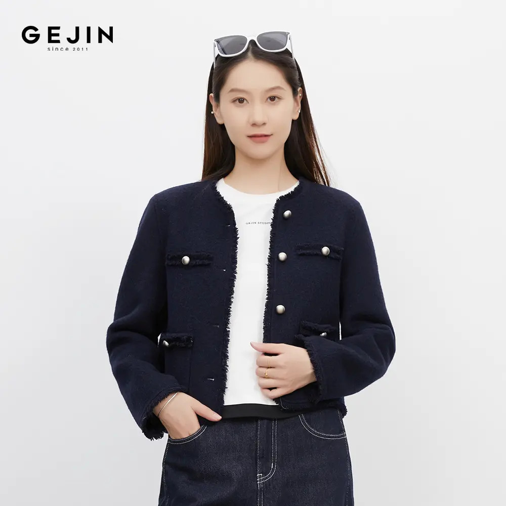 GEJIN/歌锦秋冬新款小香风气质优雅双面羊毛短款外套9412582396