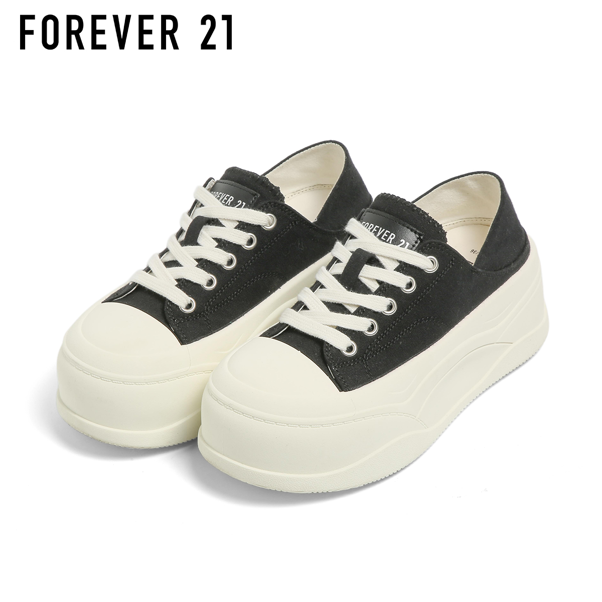 F21帆布鞋女增高鞋踩跟半托秋季时尚休闲鞋圆头日系港风森系小众