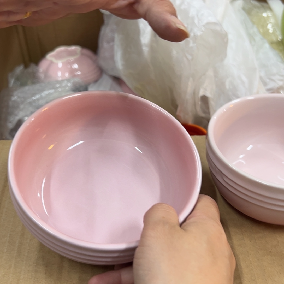 瓷粉色轻虹面碗13