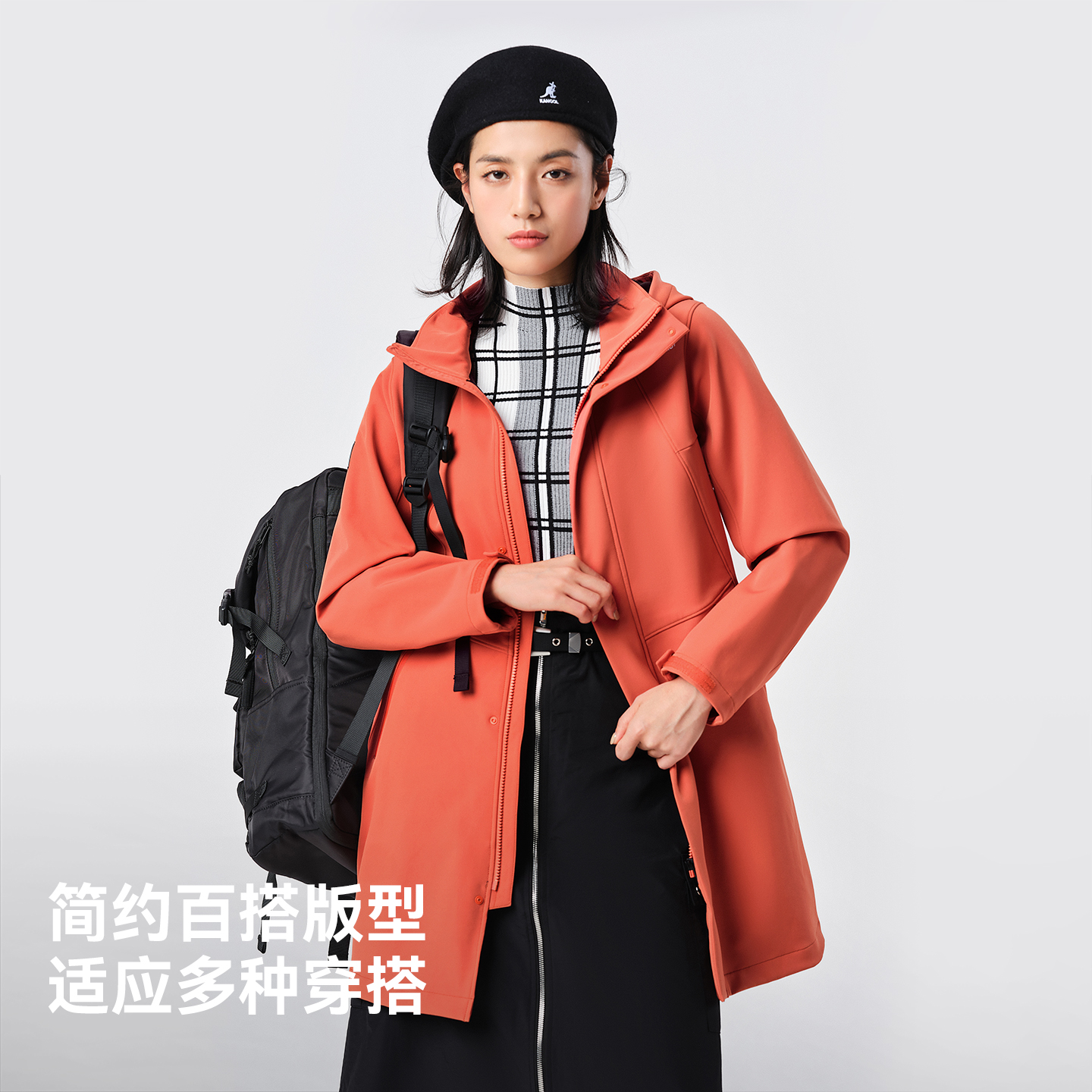 伯希和户外软壳冲锋衣女中长款防风防水抓绒保暖秋冬新年穿搭外套