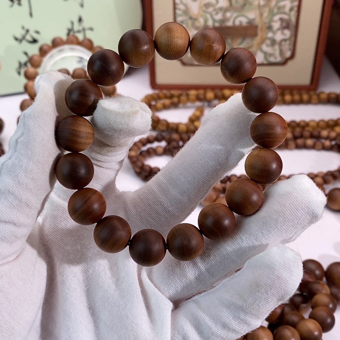 檀香木手串/手链横纹黑肉12微微微瑕沉水