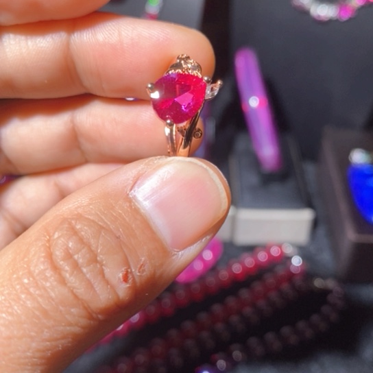 红宝石戒指银S925镶嵌