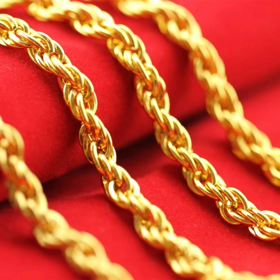 铜合金项链 经典款麻花项链百搭素款（男女同款）