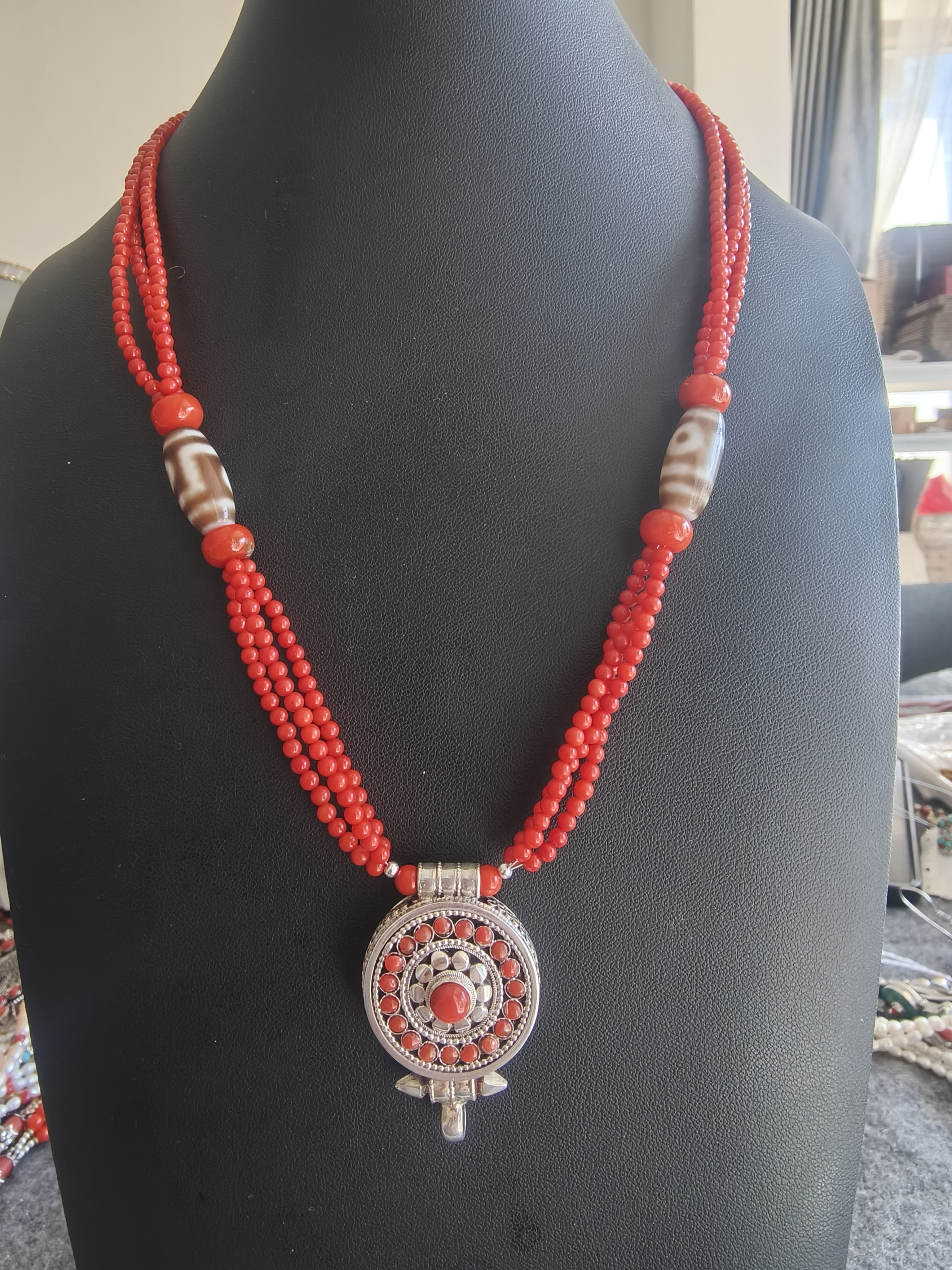 吊坠925银亚克力 尼泊尔纯手工项链