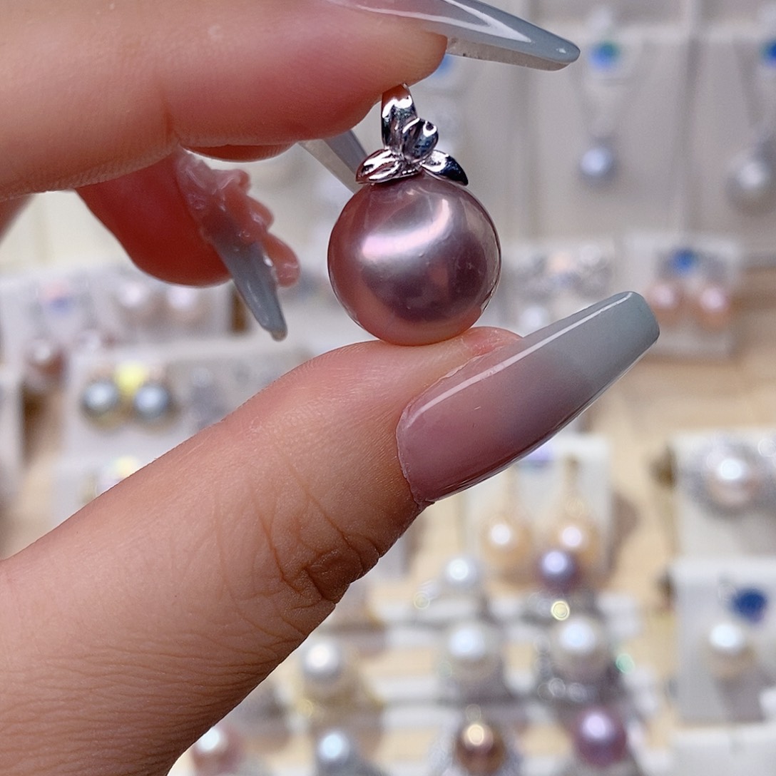 淡水珍珠银S925镶嵌吊坠(赠链)