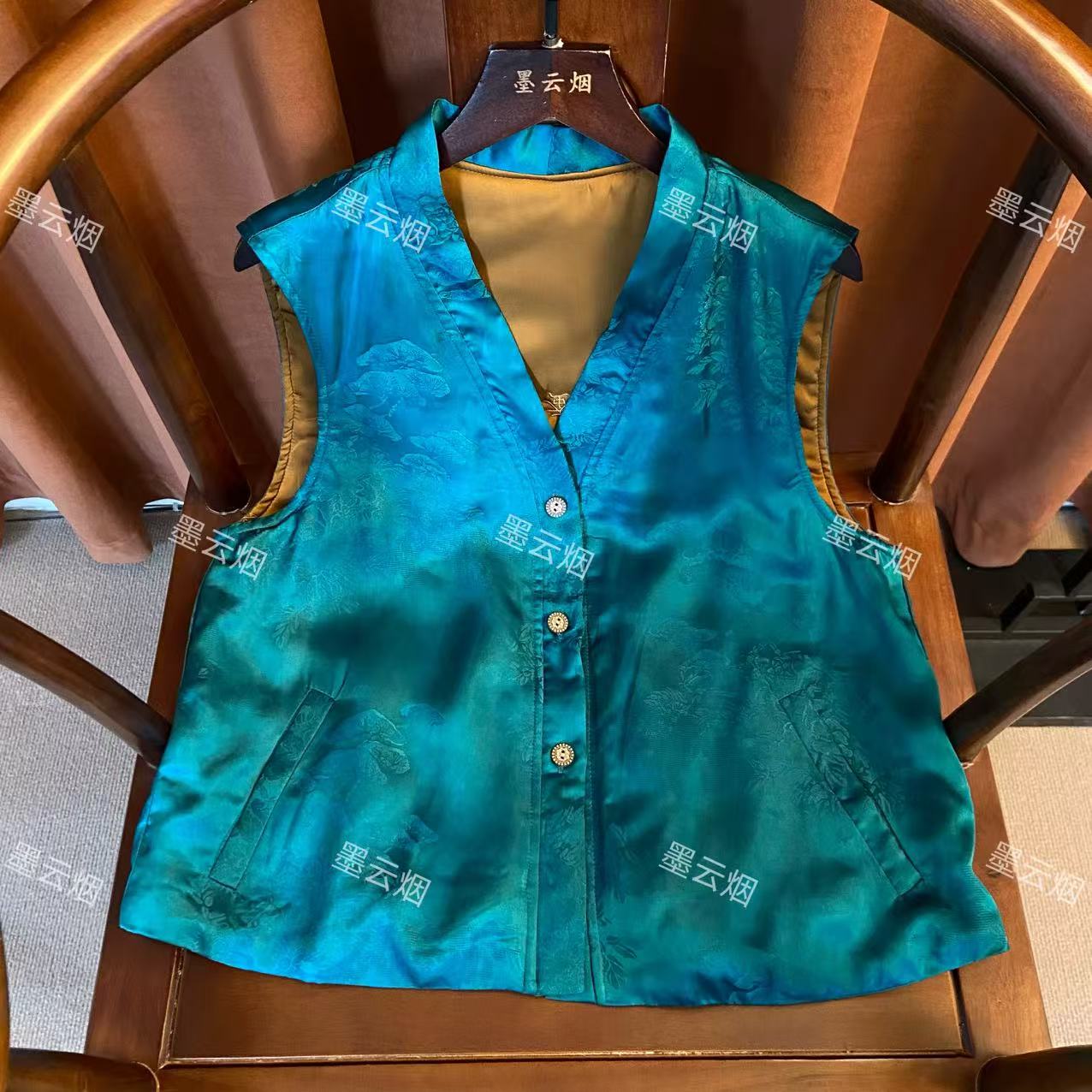 【梦语】新中式非遗桑蚕丝加棉常规款提花秋冬气质复古潮流女装马夹