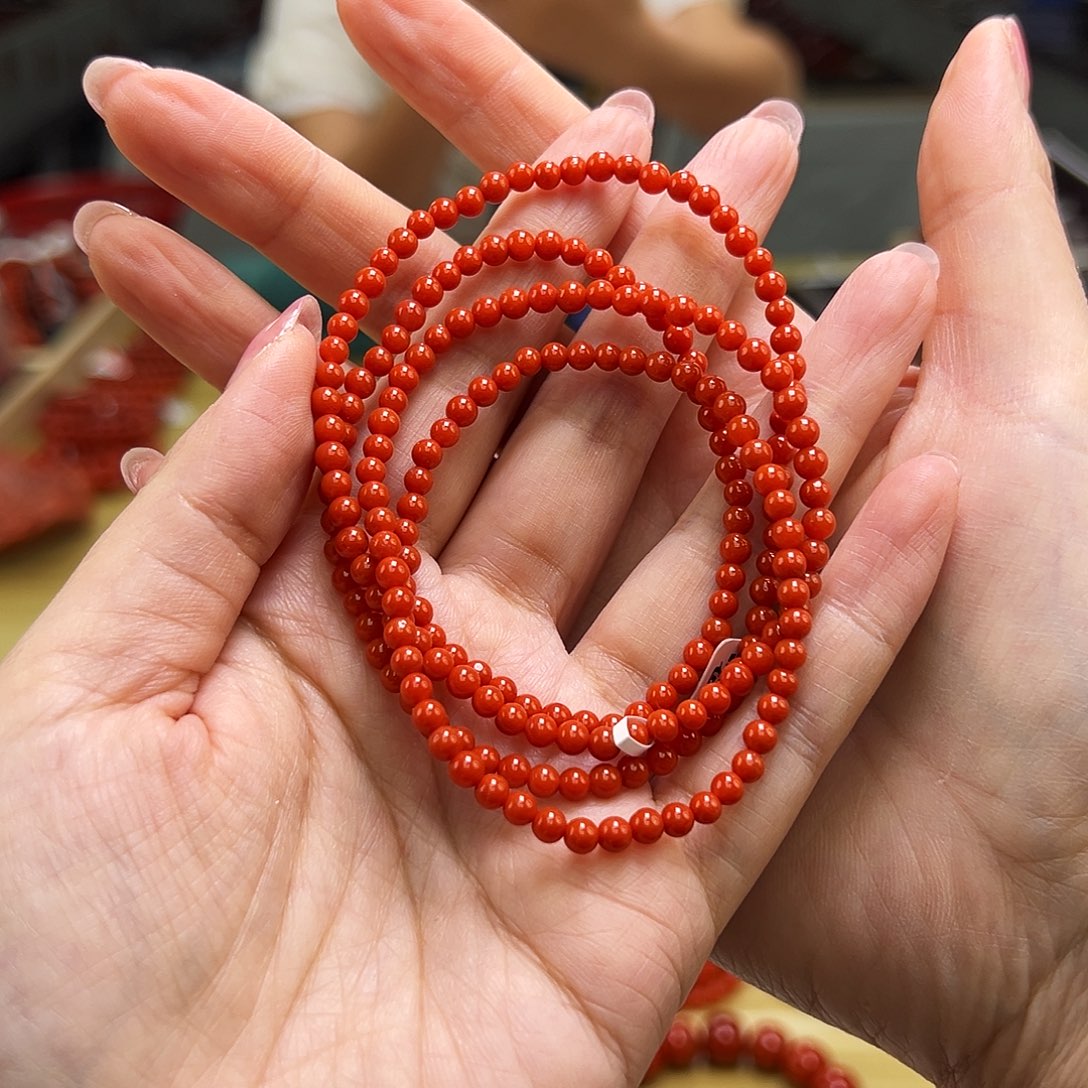 南红玛瑙保山手链3.5mm多样性发一未镶嵌