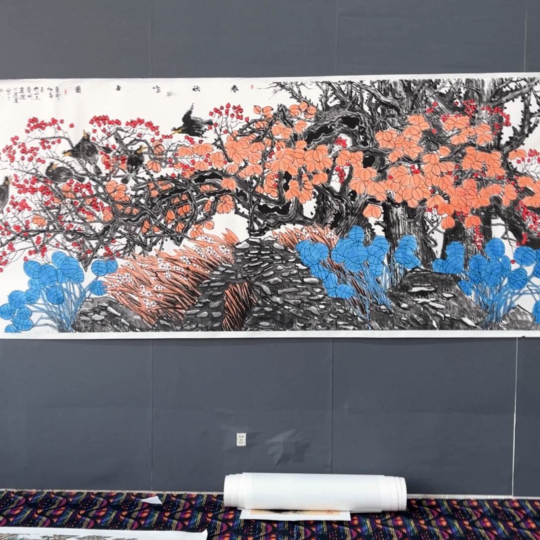 国画丈二花鸟作品