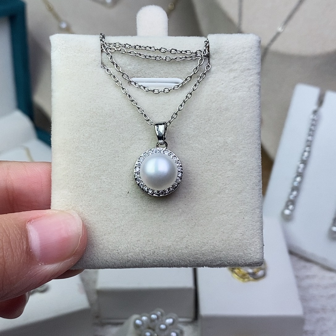 银S925镶嵌耳饰淡水珍珠