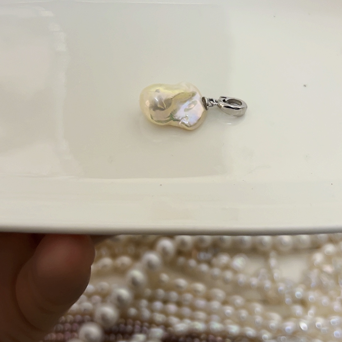 淡水珍珠吊坠(不含链)银S925镶嵌