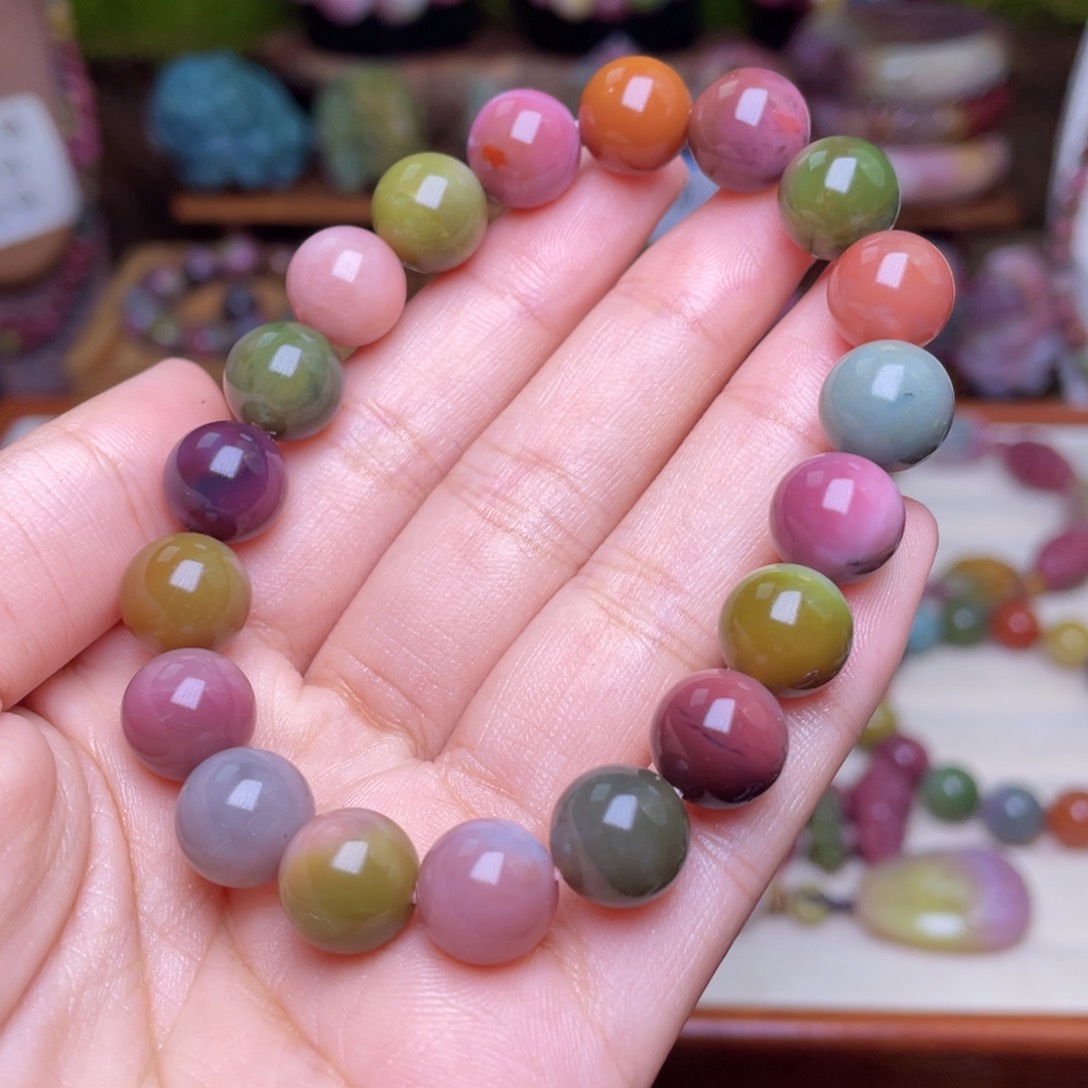 玛瑙/玉髓珠宝半成品未镶嵌刀**亮盐源玛瑙艳丽色炫彩手串