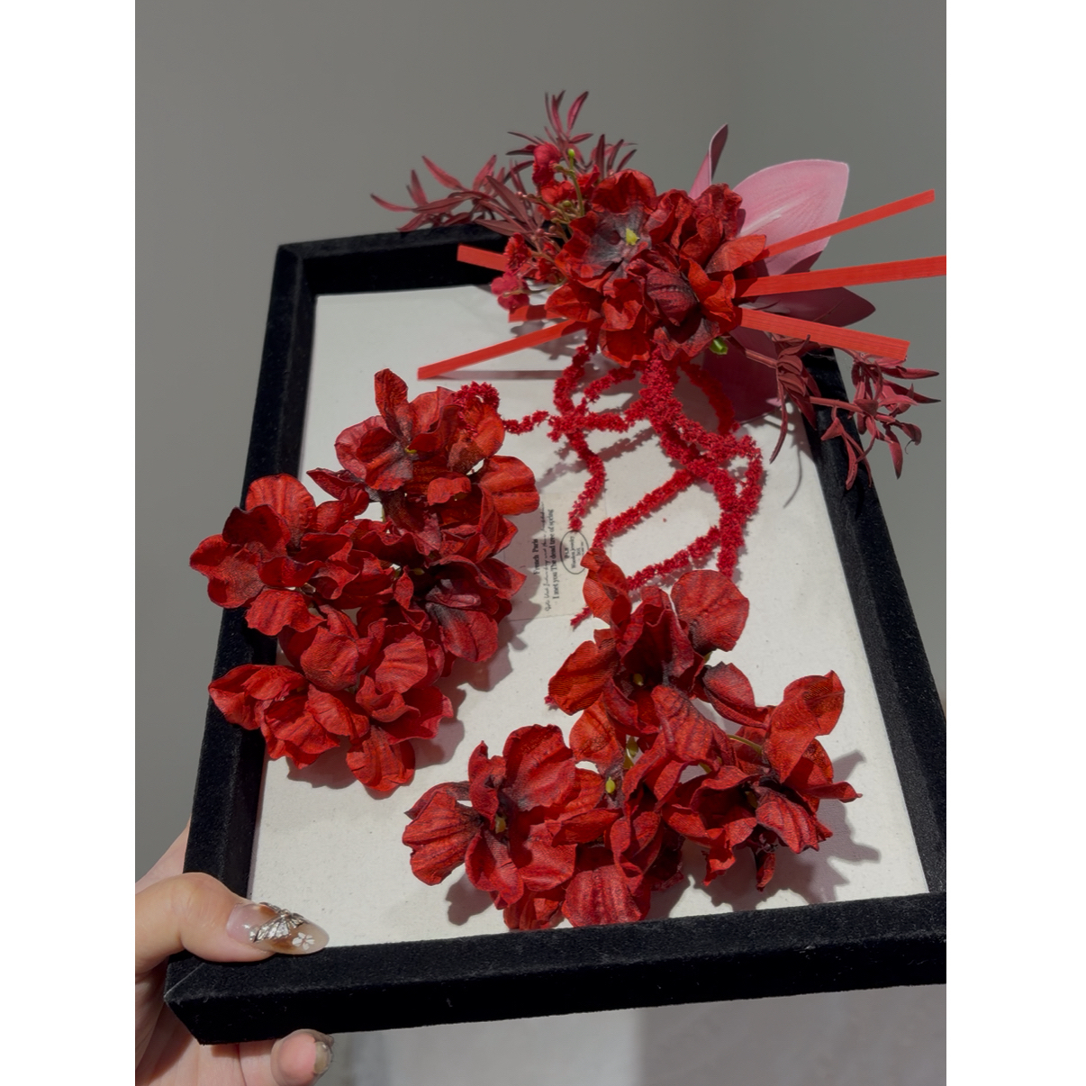 T7145 红色花朵薄纱晨袍新娘头饰森系婚纱礼服敬酒服配饰品