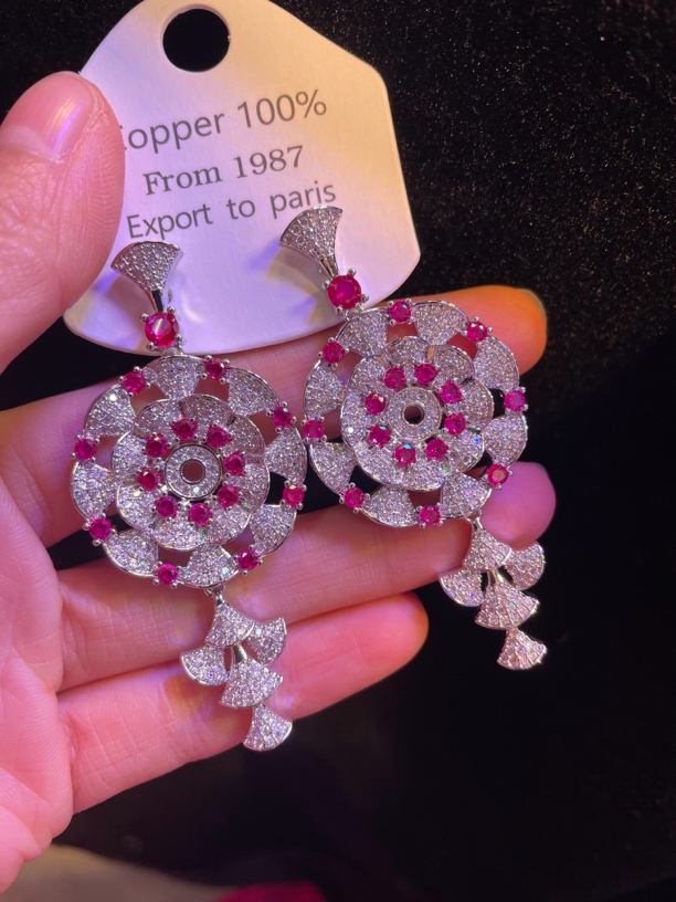 黄铜锆石耳饰 B0256红岗耳环