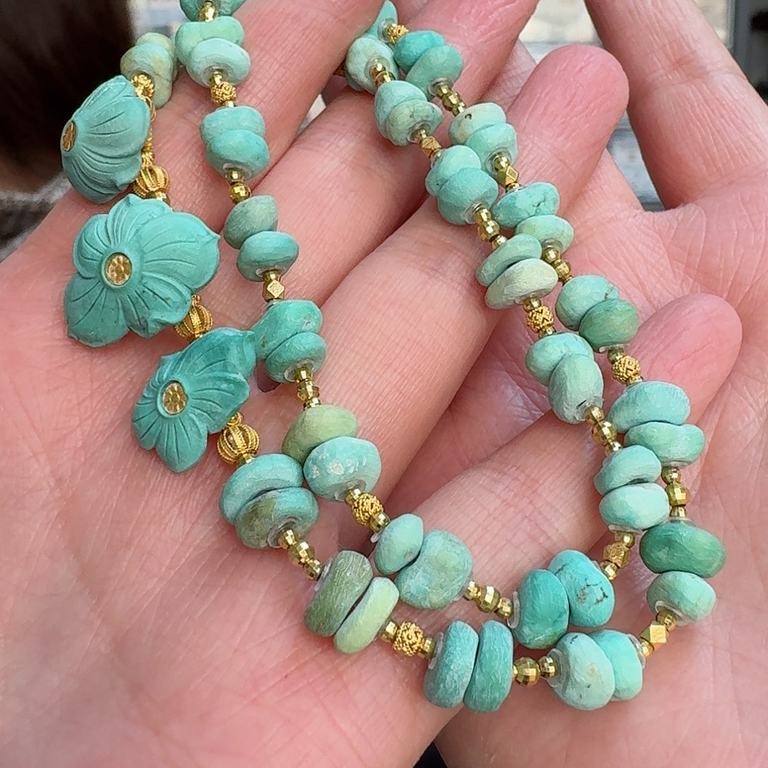 绿松石珠宝奇石18K金镶嵌