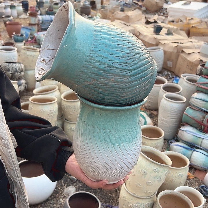 紫砂花盆高度21口15         