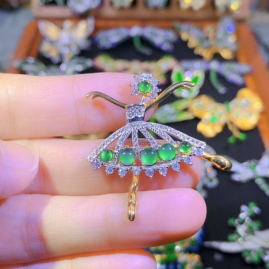 吊坠(不含链)银S925镶嵌翡翠