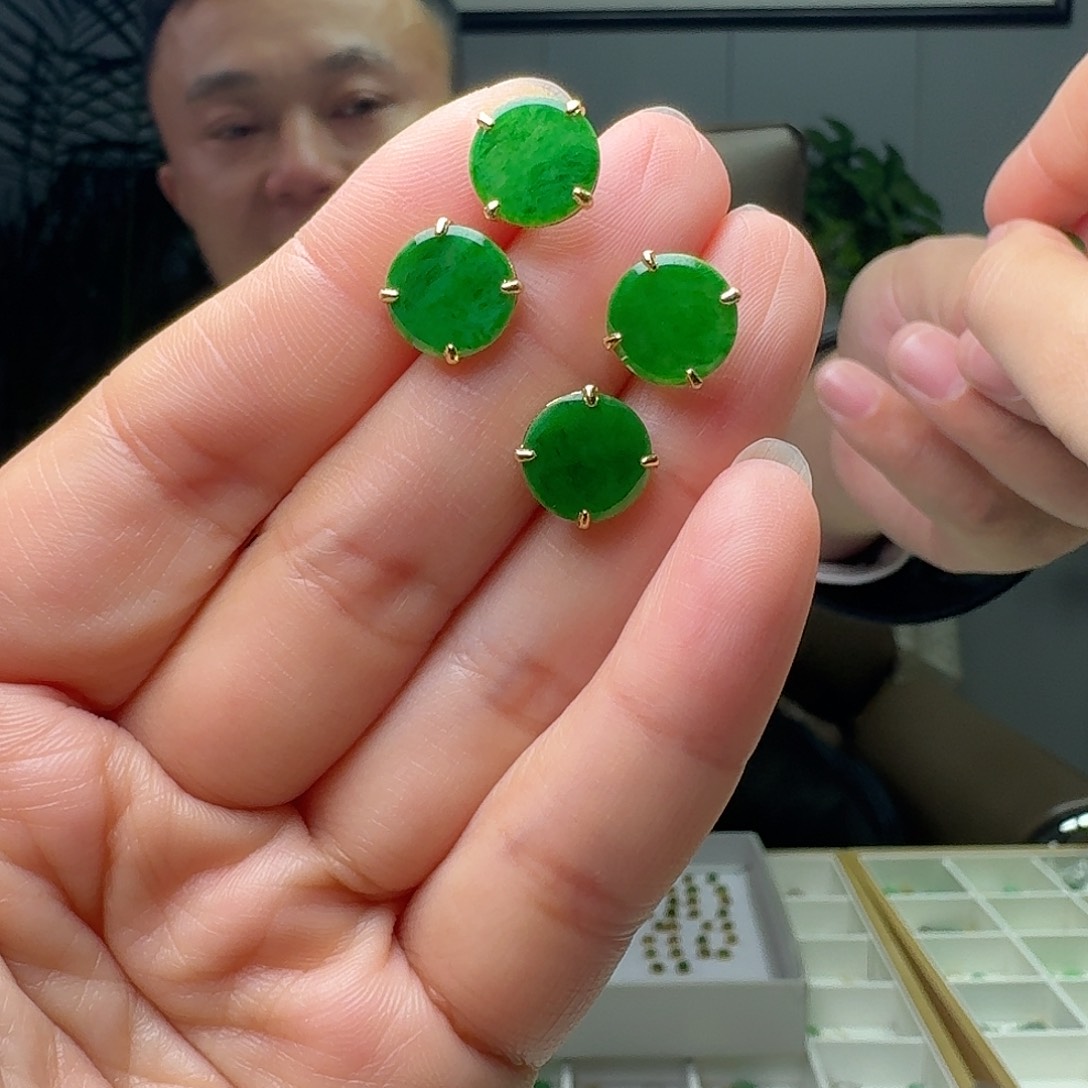 翡翠银S925镶嵌耳饰多样性发货其一