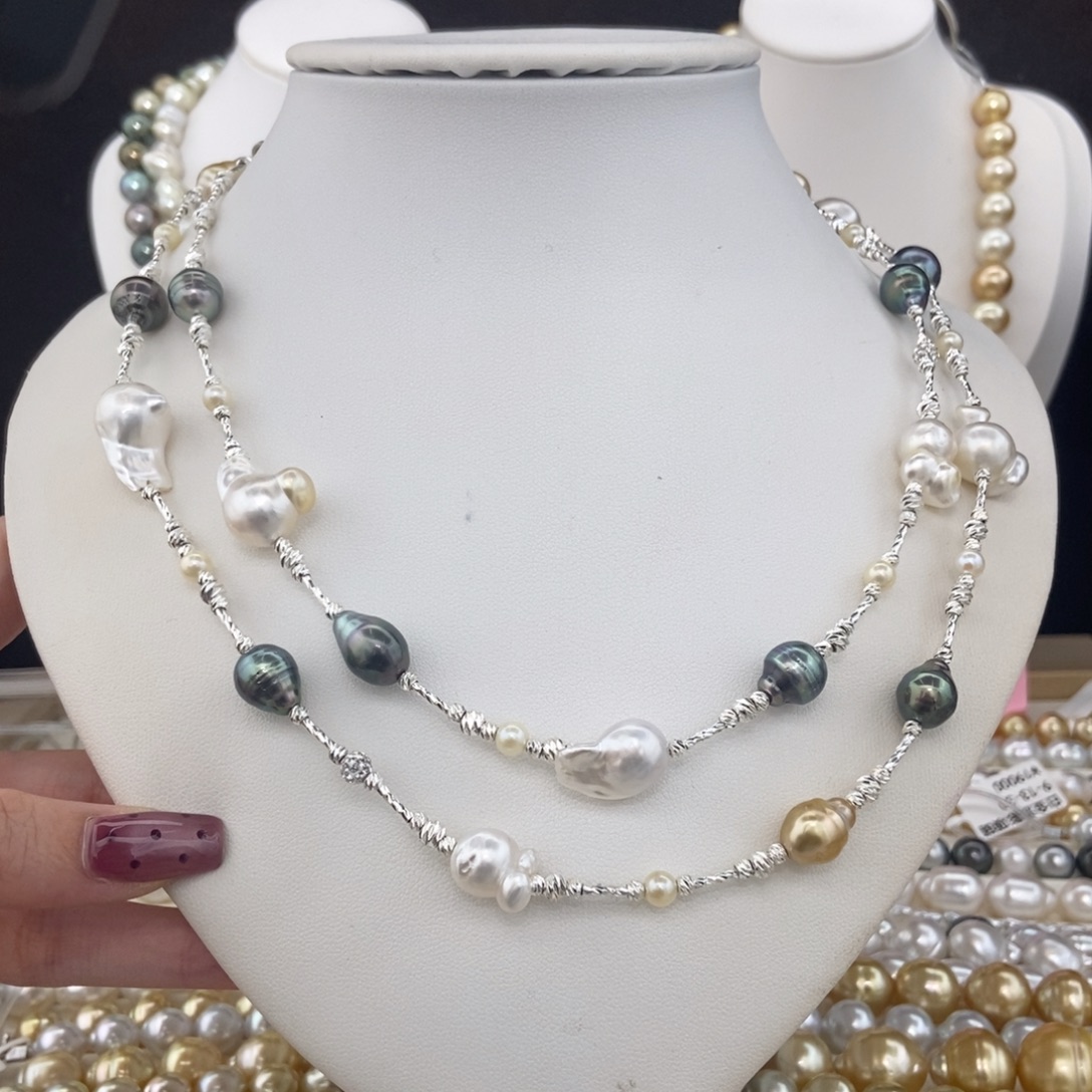 海水珍珠合金毛衣链5-12/33颗 特价2280